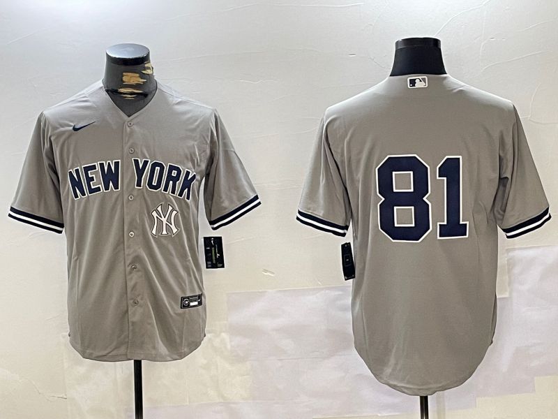 Men New York Yankees 81 No Name Grey Game 2024 Nike MLB Jersey style 10271